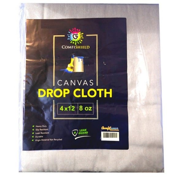 Heavy Duty (4x12) Drop Cloth for Painting Slip Resistant Leak Resistant Washable - Picture 1 of 5